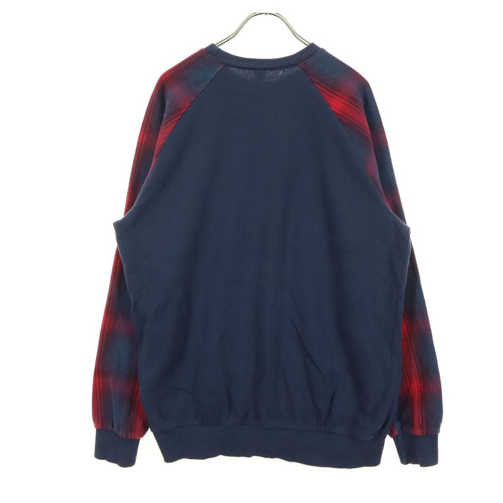 DIESEL Check Pattern Long sleeve switching sweat M Navy trainer Men's Used