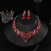 Diamond V-shaped oval water drop stud earrings necklace bridal wedding dinner collarbone chain light luxury elegant jewelry set women