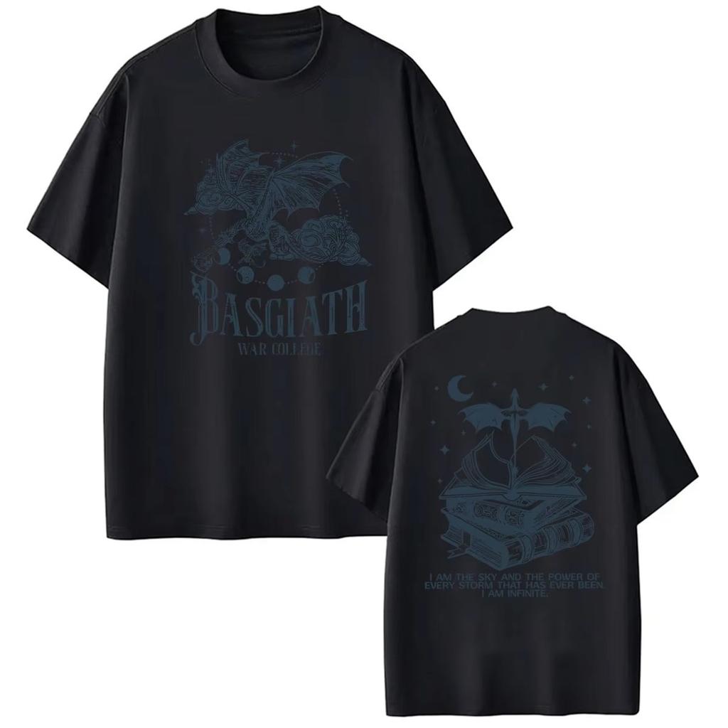 Hot Basgiath War College Dragon Wing Double Sides T Shirts Unisex Unisex Harajuku Fashion Tshirt Gothic Cotton Oversized Tshirts