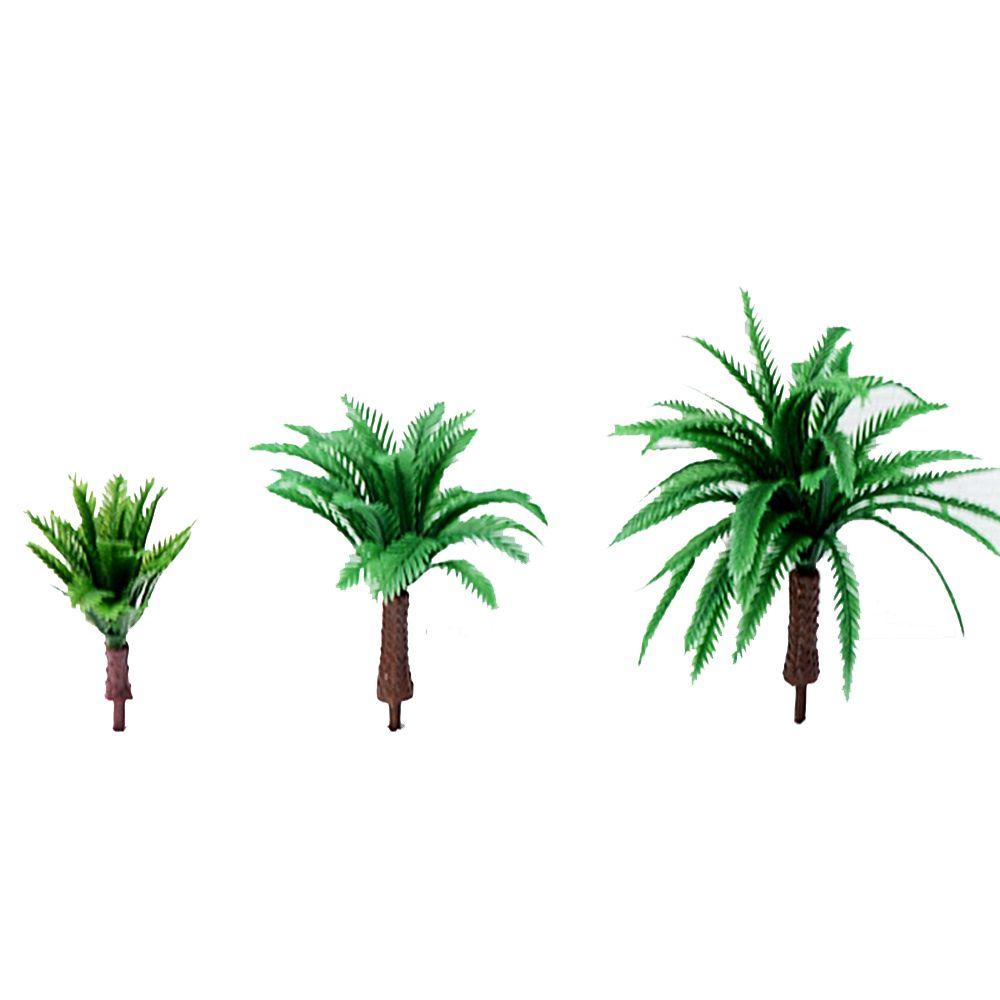10pcs Artificial Miniature Palm Trees Scenery Layout Model Plastic Tree Train Coconut Rainforest Toys For Ho Train Layout