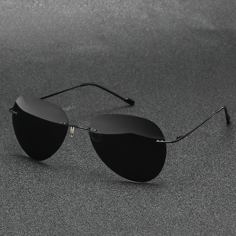 Metal Titanium Light Rimless Color Changing Sunglasses for Men Driving Day Night Glasses New gafas de sol hombre