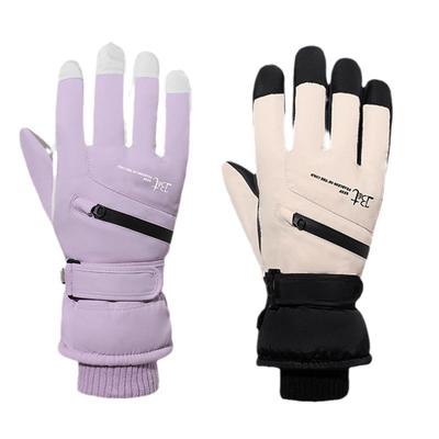 Winter Women Cold Proof Winter Ski Gloves Outdoor Padded Warm Electric Car Riding Gloves Non-slip Waterproof Touch Screen Gloves