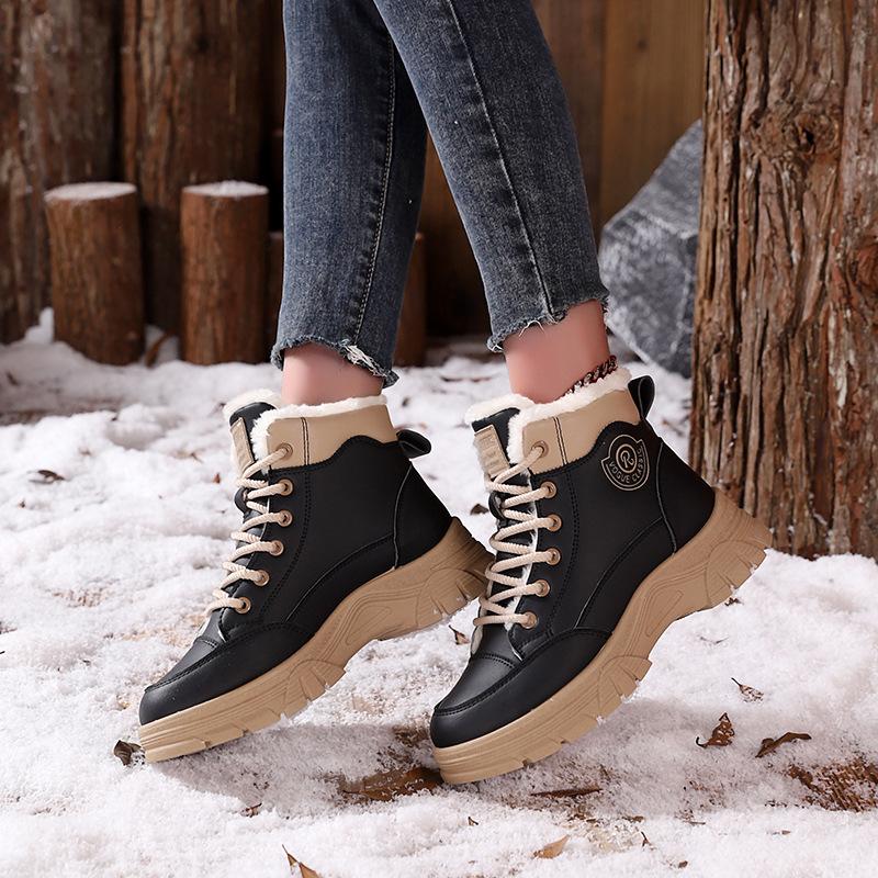 Martin boots women's 2025 new autumn and winter velvet warm Internet celebrity explosion thick-soled high-top large cotton shoes KT-2818