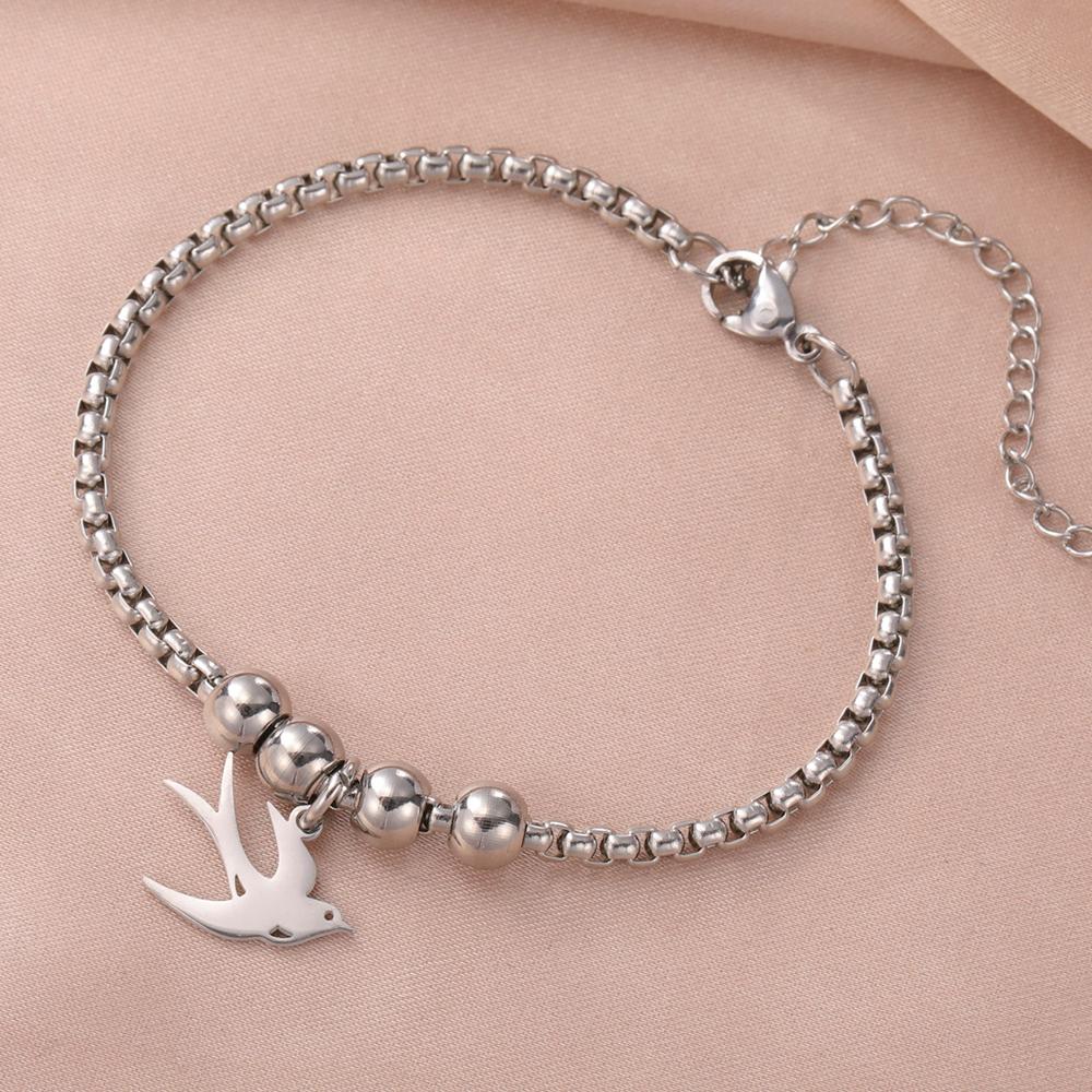 Cazador Swallow Bird Charm Bracelets for Women Stainless Steel Beads Box Chain Hand Bracelet Jewelry Gift 2026 Wholesale