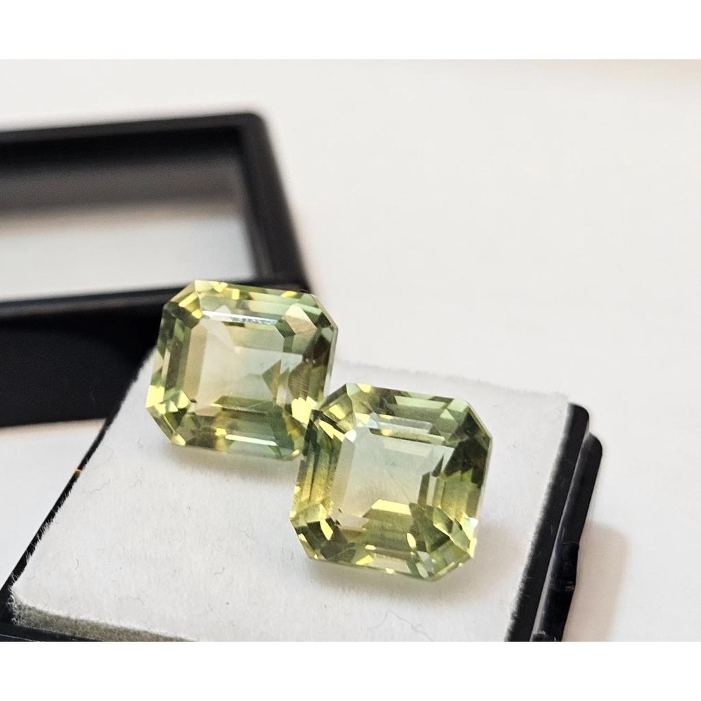 10-12 Ct Natural Tourmaline Bi-Color For Earrings Making Asscher Cut Gemstone