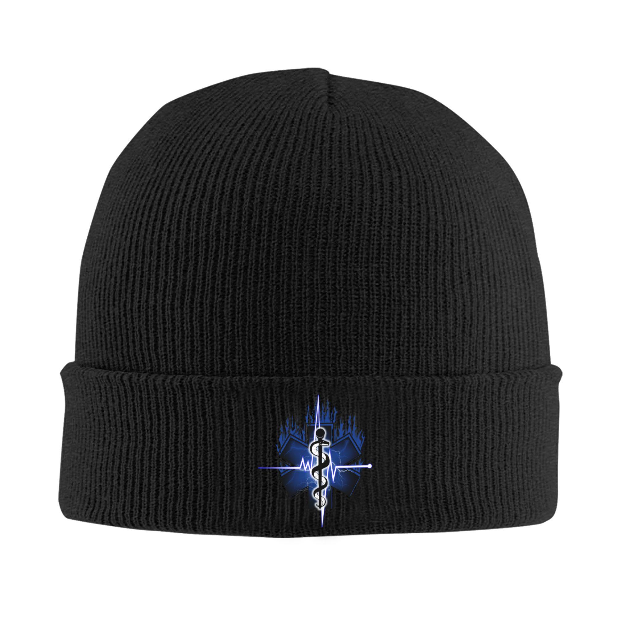 Ems Star Of Life Bonnet Hats Street Knitted Hat For WoUnisex Unisex Warm Winter Emt Paramedic Medical Skullies Beanies Caps One Size
