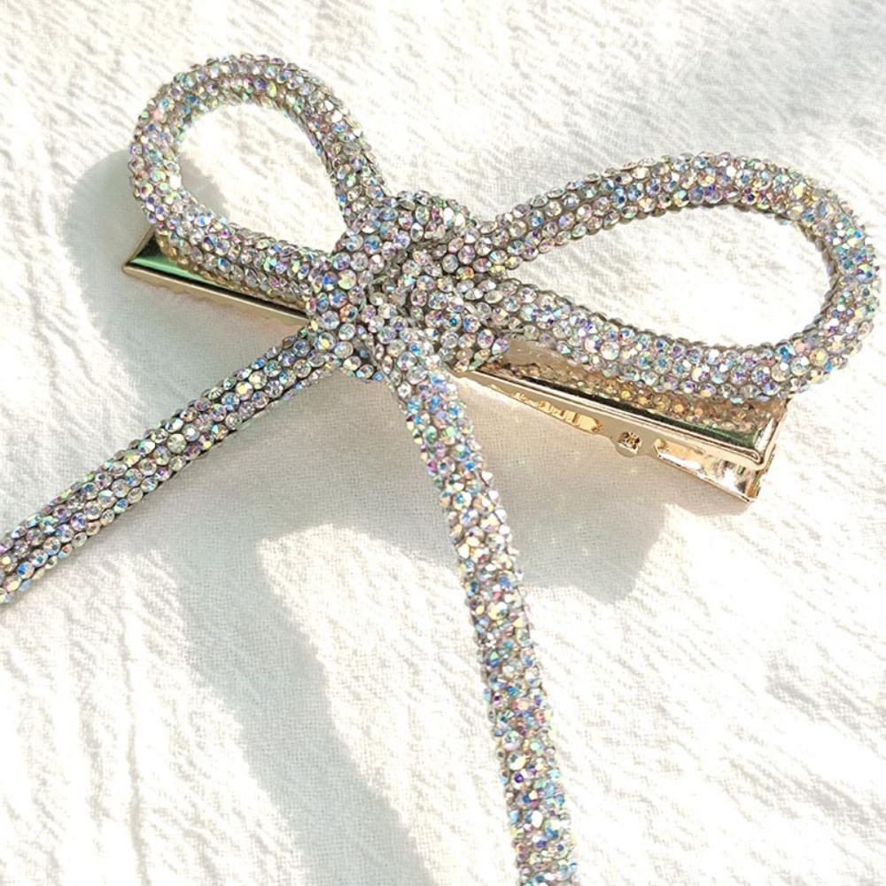 Rhinestone Bowknot Clips Crystal Accessories Fashion Brooch Pins  Girls