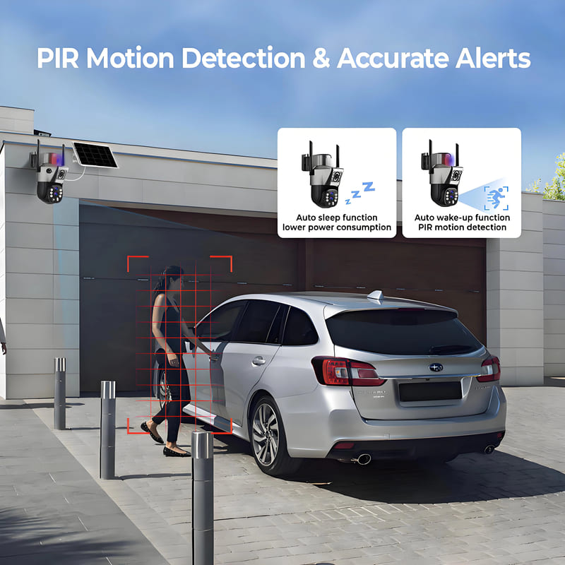 LS VISION Câmera solar 4G com zoom de 10X, vigilância externa, 6K, 12MP, três lentes, 360 PTZ, rastreamento automático sem fio, câmeras de segurança V380 Pro APP