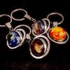Rotating Saturn & Planets Crystal Keychain with Luminous Sun & Moon
