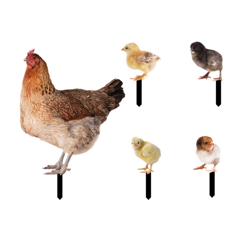 Chicken Garden Stakes Acrylic Yard Signs Outdoor Sculpture Statue Potted Plant Ornaments Garden Insert Yard Lawn Decor