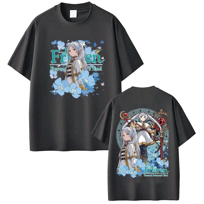 Anime Frieren Beyond Journeys End Frieren Graphic T Shirt Men Women Clothing Summer High Quality Cotton Short Sleeve Tshirt