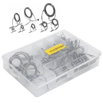 75pcs Sea Fishing Rod Guide Set Tip Repair Kit Fishing Rod Parts Fishing Accessory