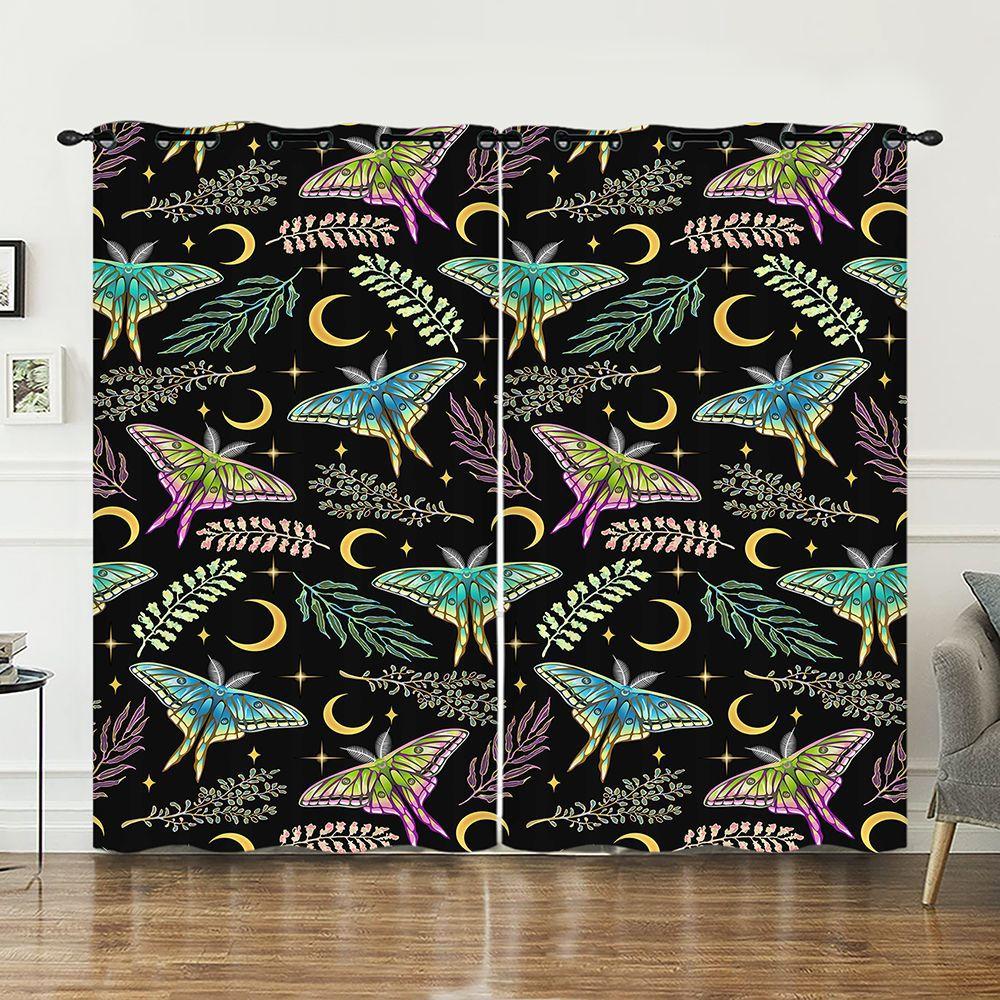 Curtain Butterfly Animal Illustration 3D Digital Printing Blackout Curtain Punching