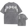 Men's Harajuku Casual Cotton Short Sleeve Washed T-Shirt Vintage Printed Street Hip Hop Retro Punk T Shirt Acid Wash TShirts Top