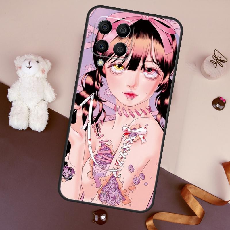 Cartoon Girl Aesthetic Case For Samsung Galaxy M06 M53 M13 M31 M11 M35 M55 M15 M56 M36 M16 M12 M32 M52 M14 M34 M54