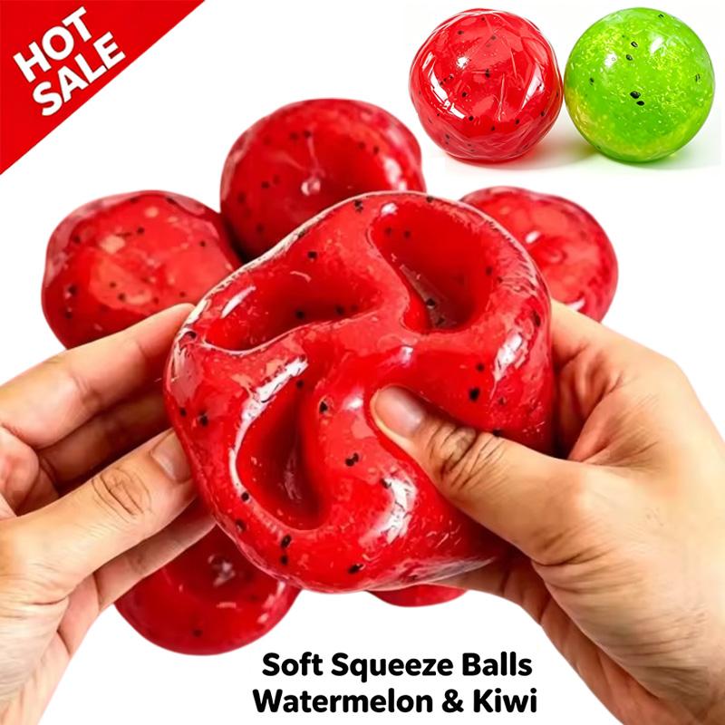 Hot Sale Kiwi & Watermelon Slush Stress Relief Toy Simulation Fruit Squishy Ball Anti-Anxiety Vent Toy Desk Decompression Toy