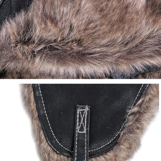 Men Winter Lei Feng Hat Thickened Plush Ear Protection Fuzzy Faux Fur Windoroof Waterproof Heat Retention Outdoor Skiing Skating Snowboarding Hataily