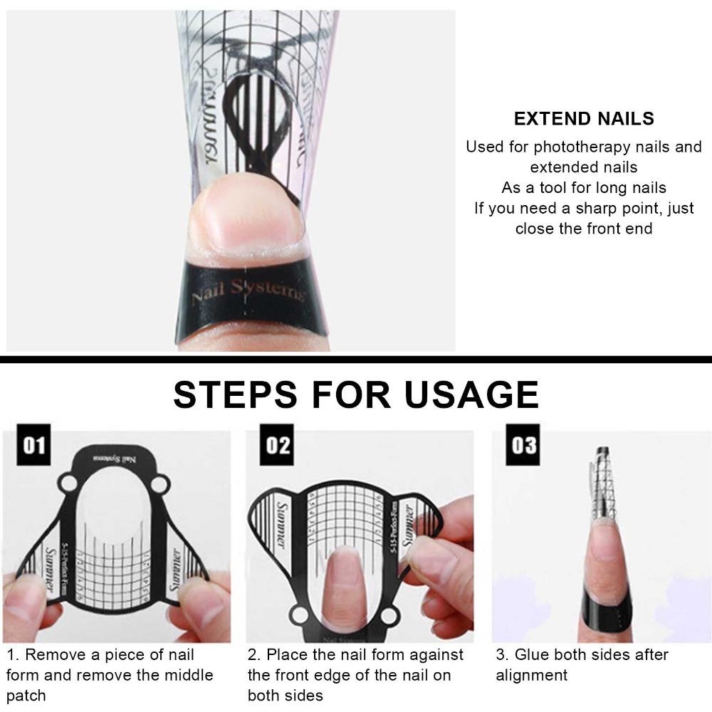 500Pcs PVC Material Self-Adhesive PVC Nail Extension Forms Salon Use