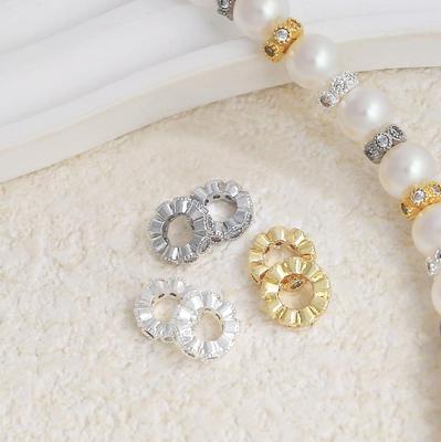 18K Gold-Filled Zircon Lace Spacer for DIY Jewelry - Large-Hole Beaded Bracelet Accessories