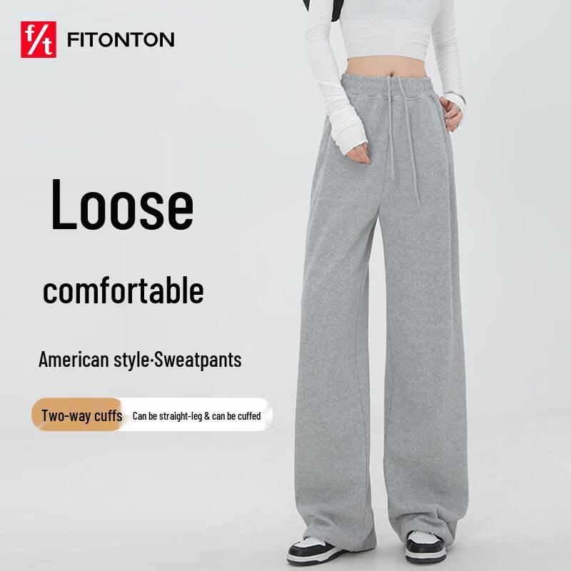 FitonTon Women's High-Waist Loose Straight Leg Sweatpants