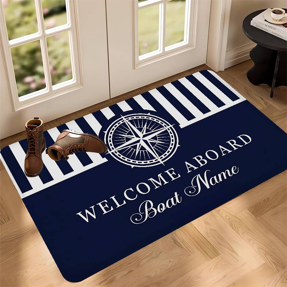 

Sailor Navy Blue Anchor Door Mat Washable Non-Slip Living Room Sofa Chairs Area Mat Kitchen Bedside Area Rugs 40x60cm