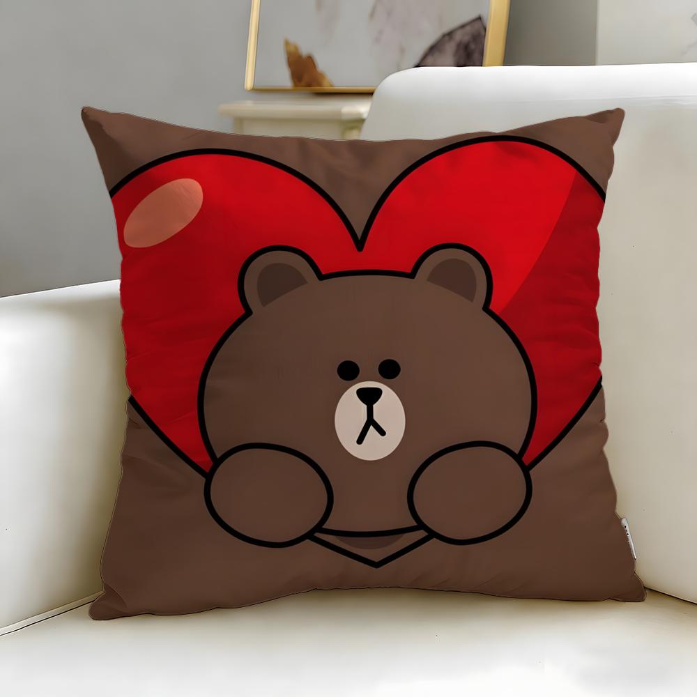 classic cartoon Cartoon Bear Cushion Cover Soft  EasyWash Pillow Case  Versatile for Couch Bed Travel and Office