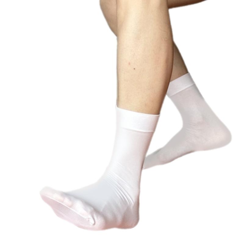 Men's Dress Socks Casual Business Socks Nylon Silk Socks Comfortable Breathable Ankle Socks Lightweight Crew Socks