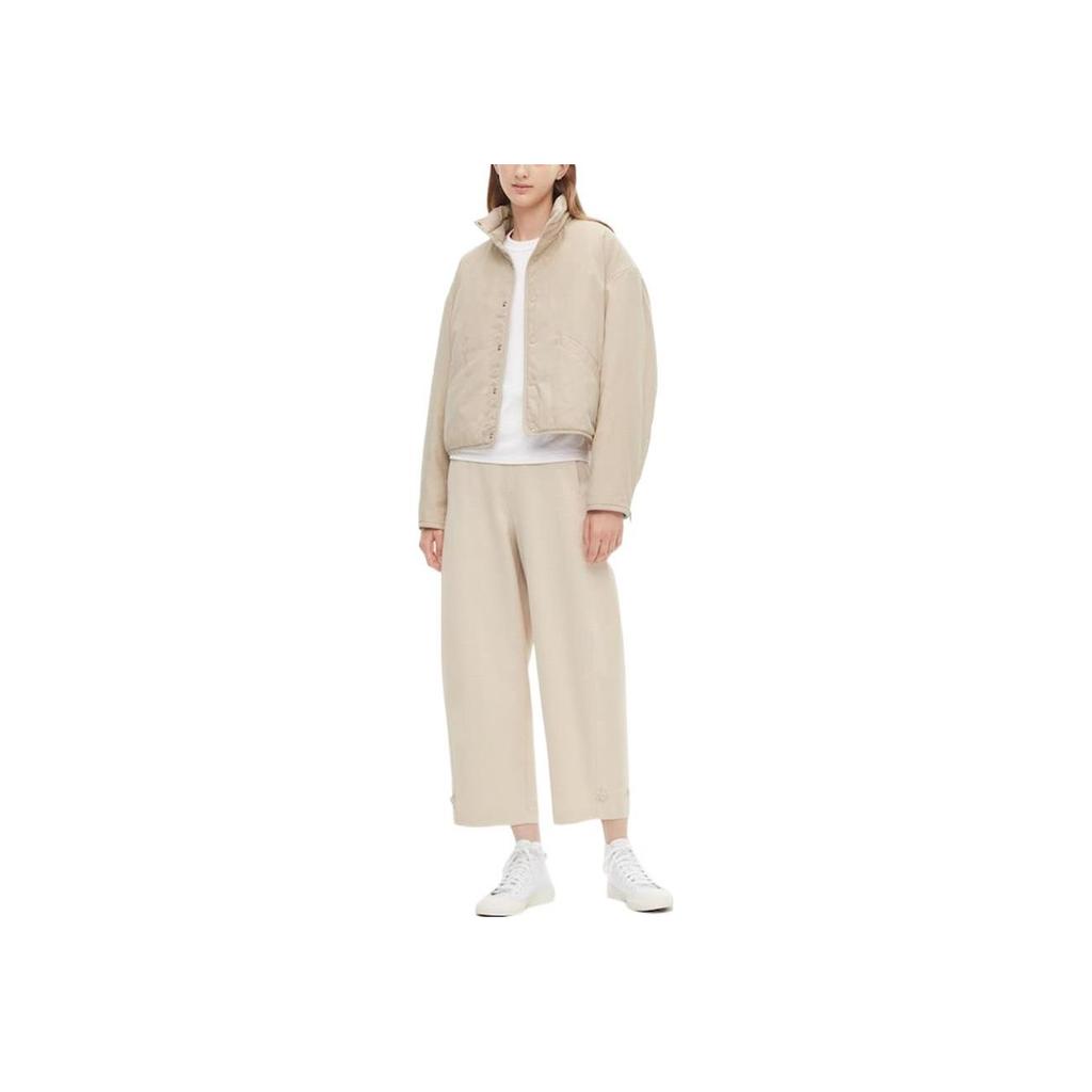 UNIQLO Solid Color Stand Collar Single Breasted Jacket Women jackets Beige 452224-30