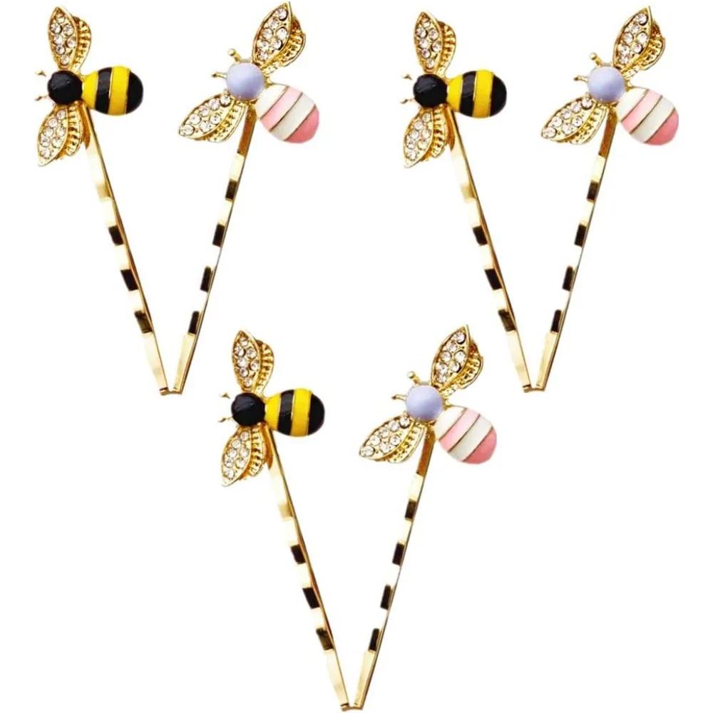 1/2/4/6 Pcs  Pins Cute Little Bee Decorative Hair Clips Curved MetalGrips for All Short and Long