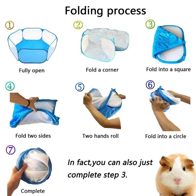 Pet Foldable Fence Multicolor Hexagonal Fence Net Polyester Cloth Pet Fence Tent Toy Puppy Rabbit Guinea Pig Small Animals