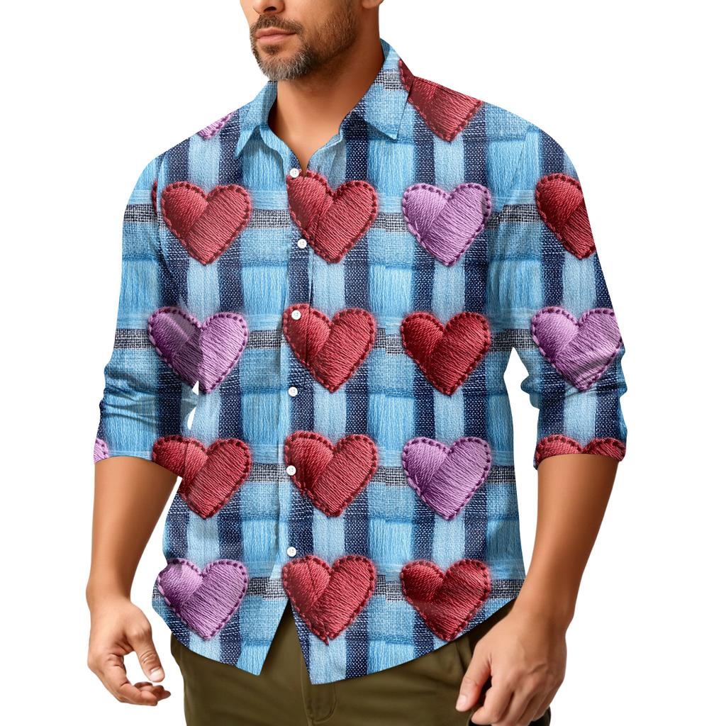 Męska koszula z długim rękawem, luźna, swobodna, z modnymi klapami