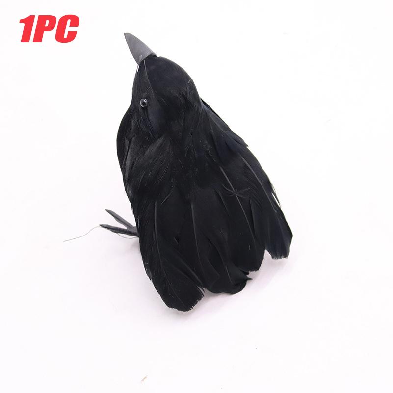 6PCS Black Feather Crow Halloween Props Mock Crow Spooky Feather Decoration Props Halloween Party Scary Animal Horror Props