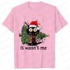 Ich war es nicht Weihnachten Katze Damenbekleidung Weihnachtsbaum Lässige Mode Ästhetik Kurzarm T-Shirts Cartoon Damen T-Shirts