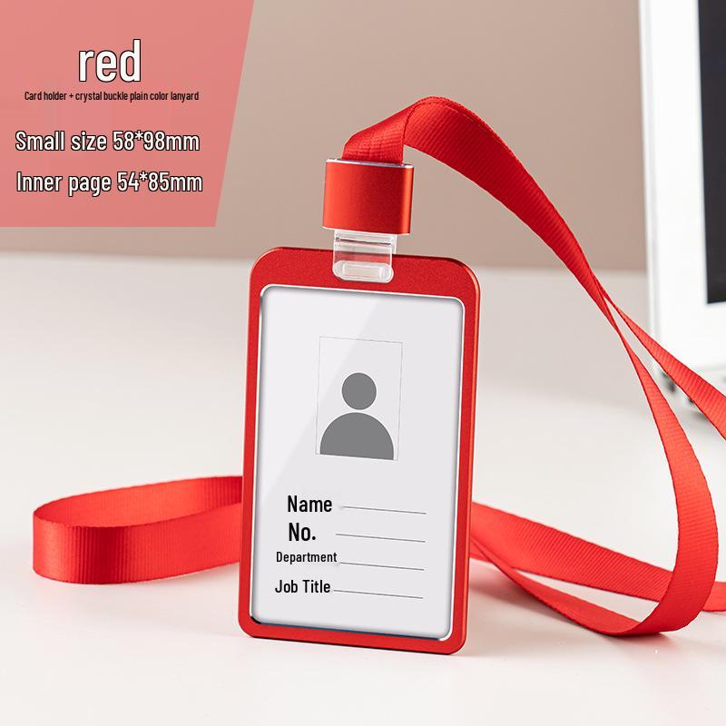 Aluminum Alloy ID Card Holder with Crystal Buckle Lanyard for Employees and Students