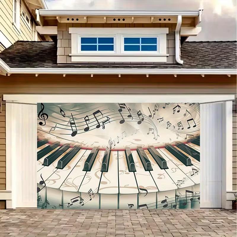 Melodic Piano Tapestry, Whimsical Scene of Piano Keys with Swirling Musical Notes, Artistic Music-Themed Wall Art