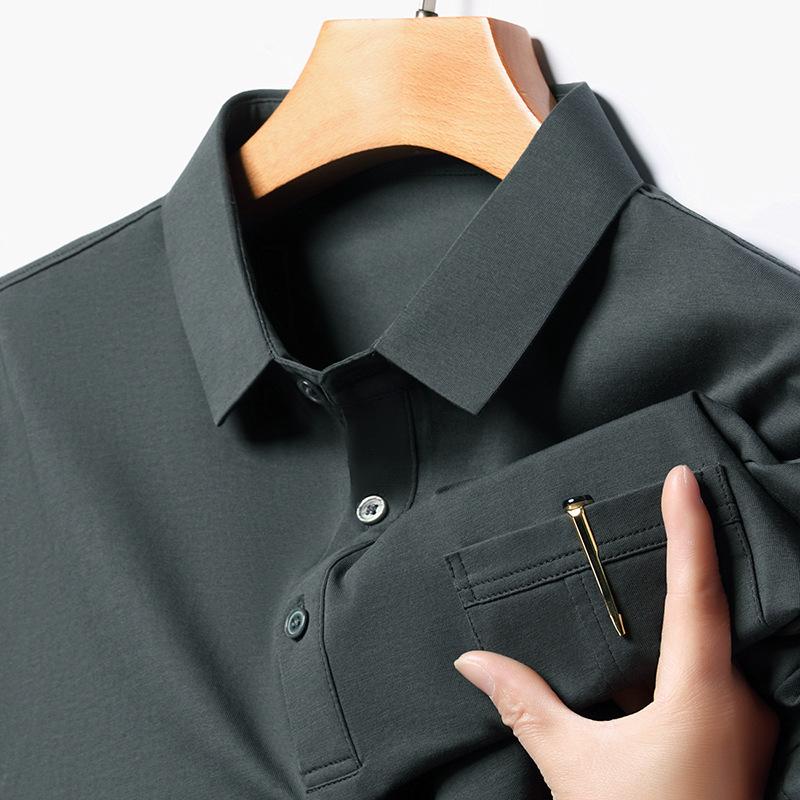 Polo Shirt Lapel Short-Sleeved T-Shirt Men'S Light Mature Style Solid Color Business Casual Bottoming Shirt
