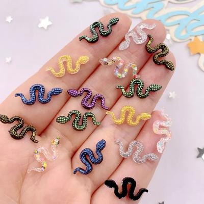 100 piezas de resina con purpurina, pequeñas serpientes de colores, parte trasera plana, diamantes de imitación, álbumes de recortes, decoración de bodas, manualidades, bricolaje, arte de uñas, accesorios de joyería