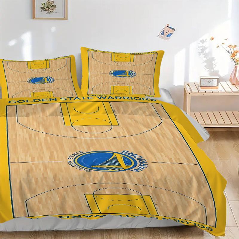 3dílná sada povlečení Golden State Warriors Basketball Obsahuje 1 přikrývku + 2 povlaky na polštář, Bez výplní do polštářů, Měkké Pohodlné,a0910236