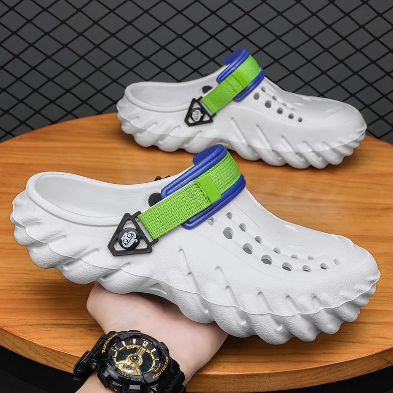 Hole Shoes Men's Summer Outdoor Bag Head Slippers Thick-soled Stepping On Shit Feeling Sports Cool Slippers Wear Non-slip Beach Shoes