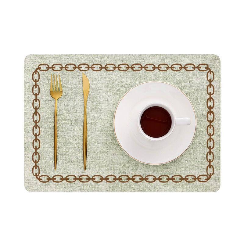 Leather placemat ins wind waterproof thermal insulation mat Nordic creative western food table mat Printable cloth pattern placemat