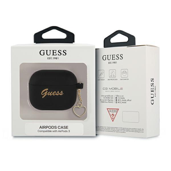 Guess GUA3LSCHSK AirPods 3 Cover Czarny/black Silicone Charm Heart Collection