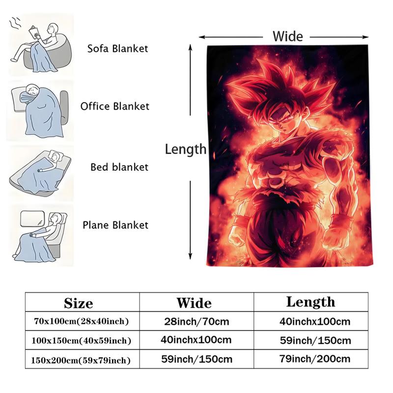 Anime  3D Dragon Ball Print Blanket Multifunctional Cover Blanket Soft Flannel Blanket Gift Blanket for Home Outdoor Leisure