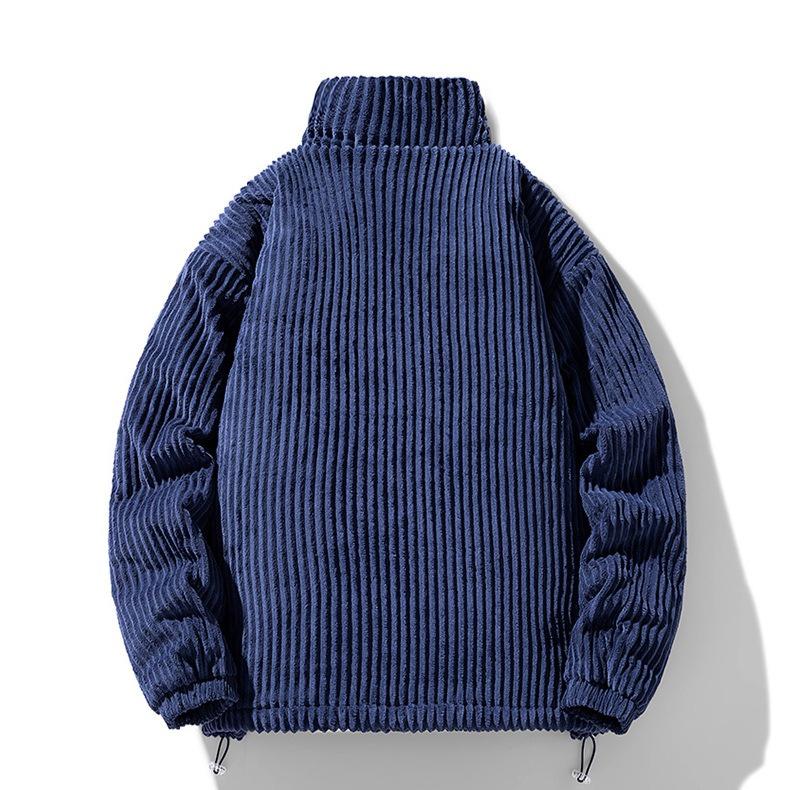 Casual Down Jacket for Men Retro Thickened Cotton-padded Jacket Couple Stand-up Collar Warm Corduroy Cotton-padded Jacket for Autumn and Winter