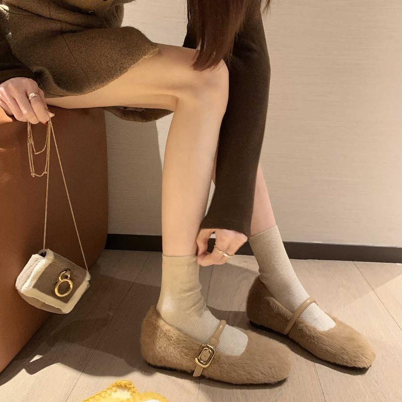 ~ Ballet Style One-word Belt Inner Height Increase Mao Mao Mary Jane Single Shoes Women's Autumn and Winter Models