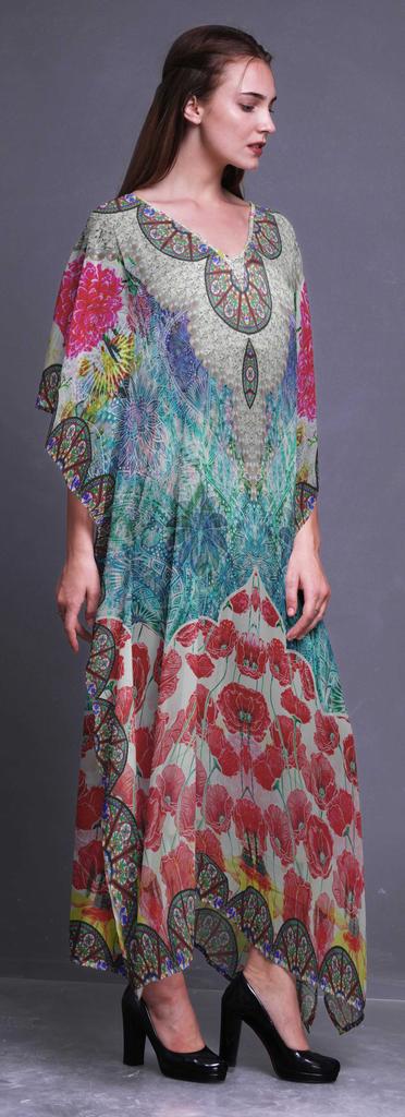 Phagun Circle|Floral & Wheel Ethnic Womens Long Beach Kaftan Beachwear Bikini Coverup Maxi
