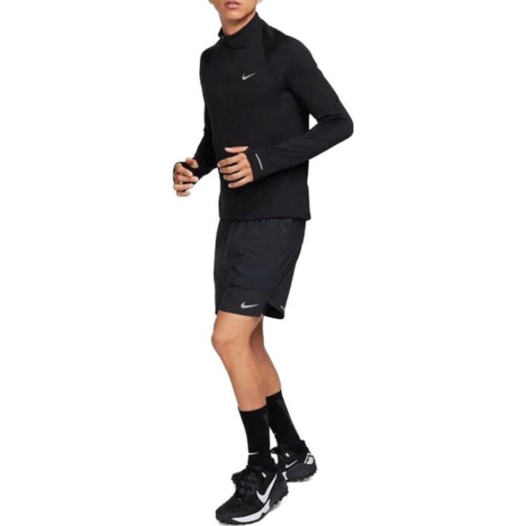 Nike T Shirts Men's Black Stand Collar Moderate Straight Fit FB8565-010