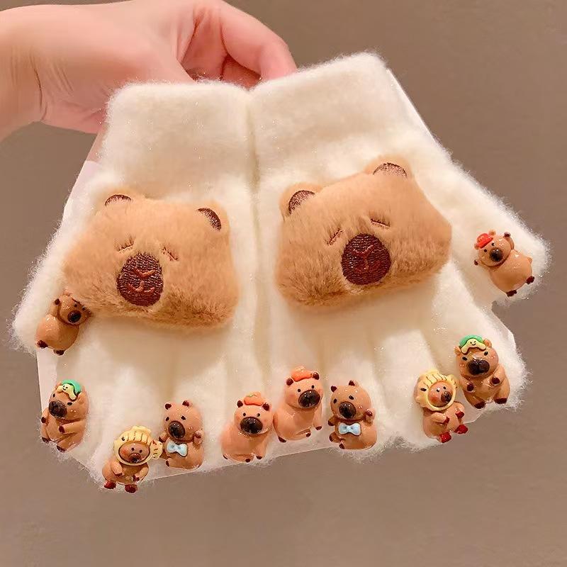 Cartoon Nail Gloves, Children's Warm and Antifreeze Full Finger Cots, Baby Thick Five Finger Girl Finger Cots