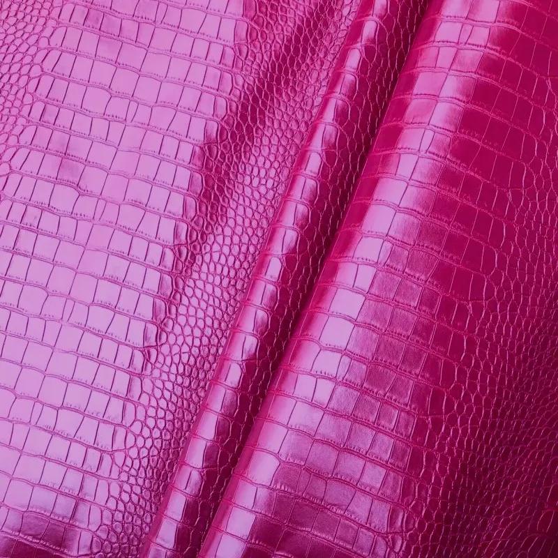 50 X 138cm Glossy Embossed Crocodile Texture Faux Leather Roll Synthetic Leather Crafts Fabric for Upholstery DIY Craft