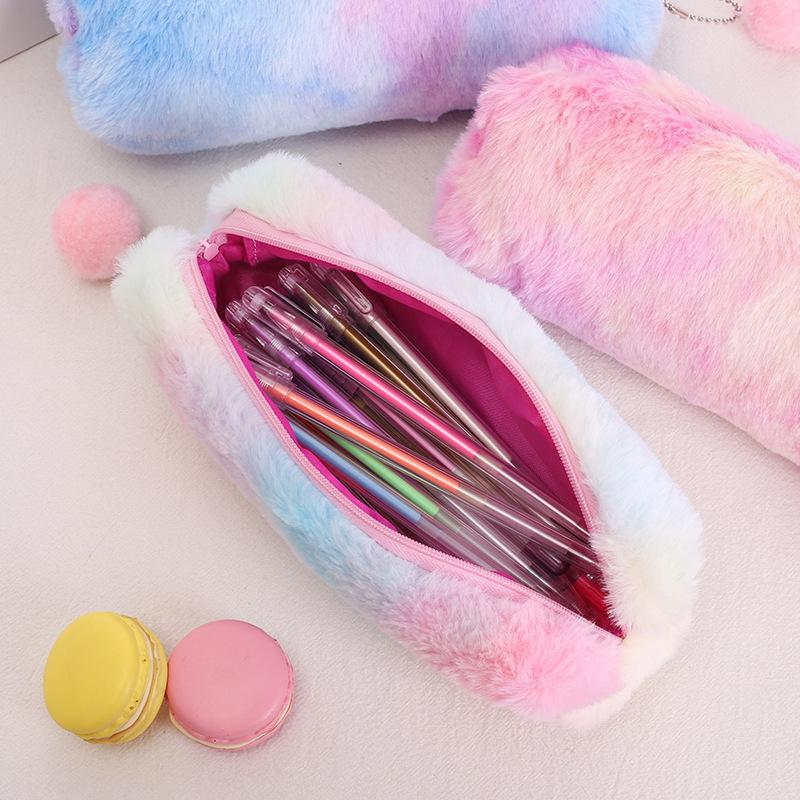 Korean Style Cute Heart Pencil Case for Girls - Japanese Plush Stationery Box for School Students