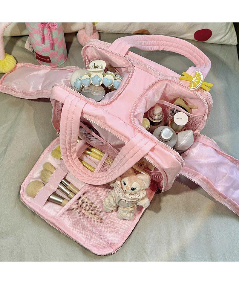 Large Capacity Portable Makeup Bag with Compartments for Skincare Products